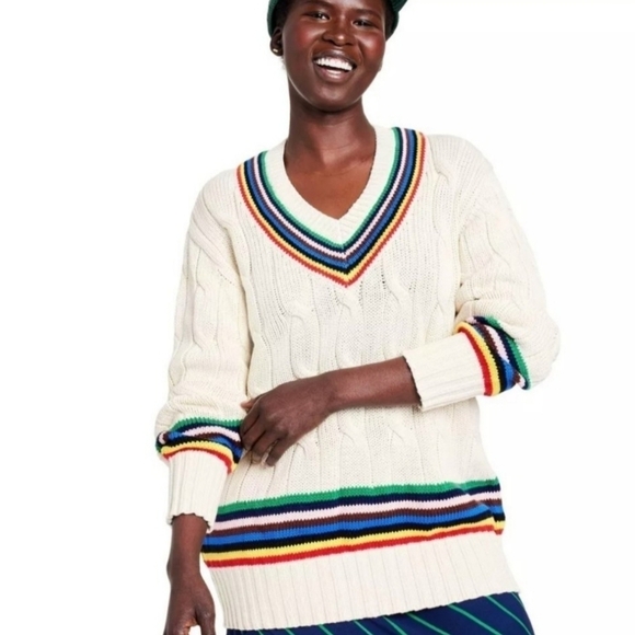 Rowing Blazers for Target croquet rainbow cableknit sweater - Picture 2 of 12